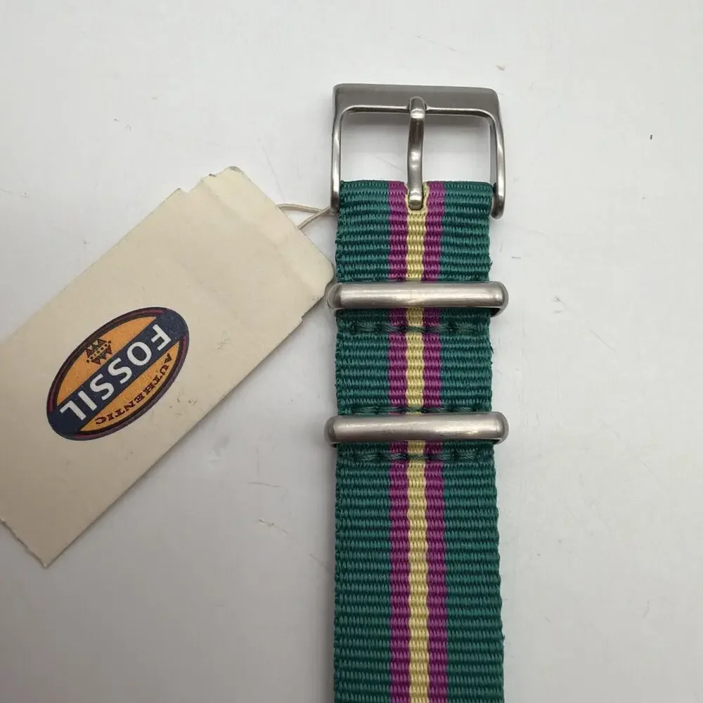 18mm Watch Band Strap Fossil watches Turquoise Pink Yellow Nylon Woven 3 Rings